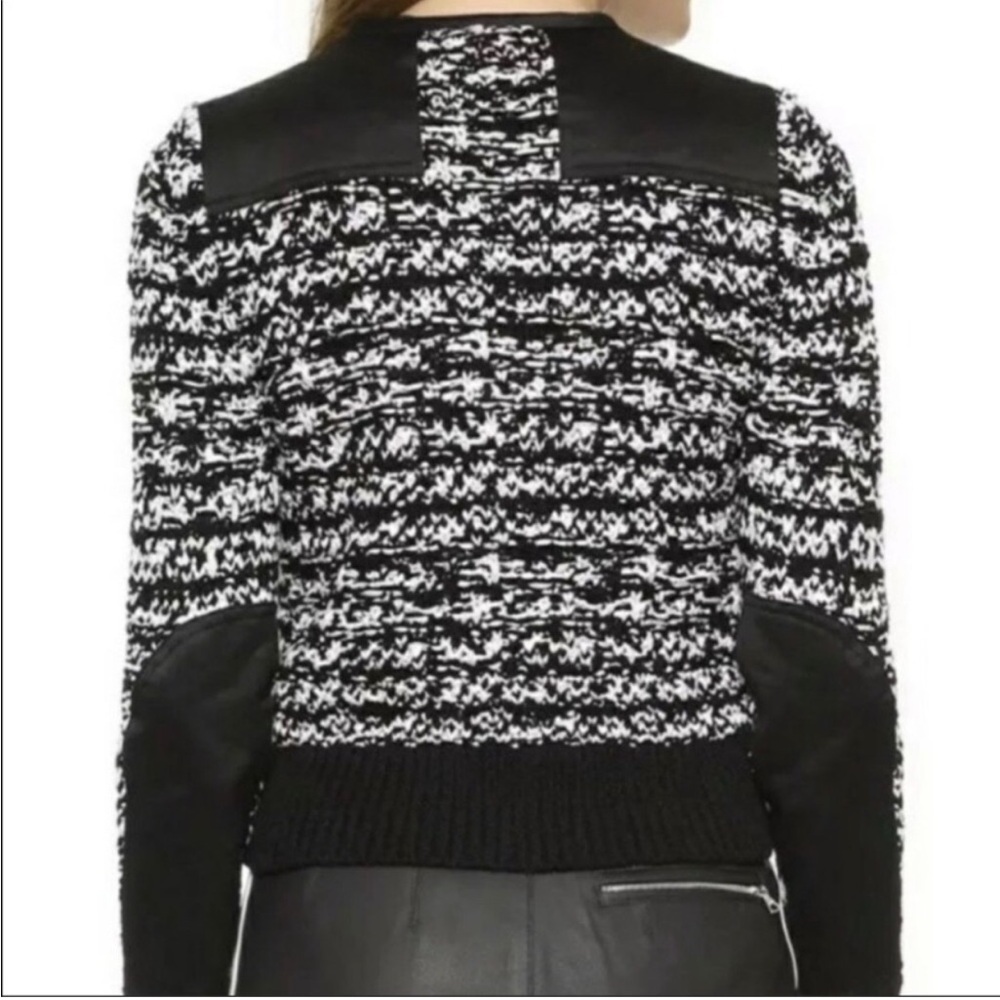 Rag & Bone Viola Black And White Ribbon Knit Sweater Jacket Zipper - Picture 3 of 15